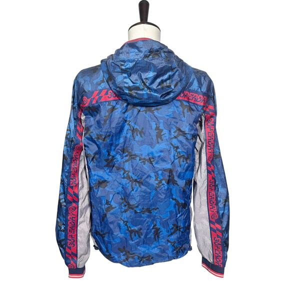 Superdry | Men | Hawk Color Block Cagoule Royal Camo Hooded Jacket | Size Small - Picture 3 of 16